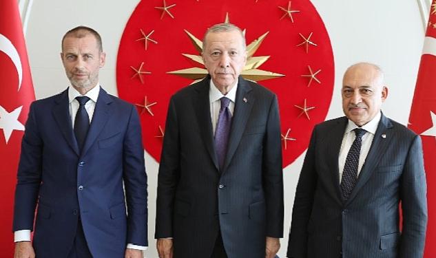 Cumhurbaşkanı Erdoğan, FIFA Başkanı Infantino ve UEFA Başkanı Ceferin’i Kabul Etti