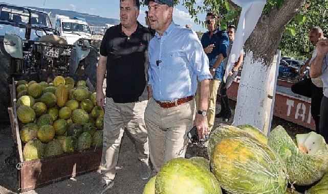 Başkan Soyer domates ve karpuz hasadına katıldı