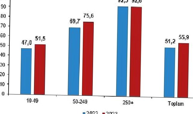 İnternet erişimine sahip girişimlerin oranı yüzde 96,0 oldu