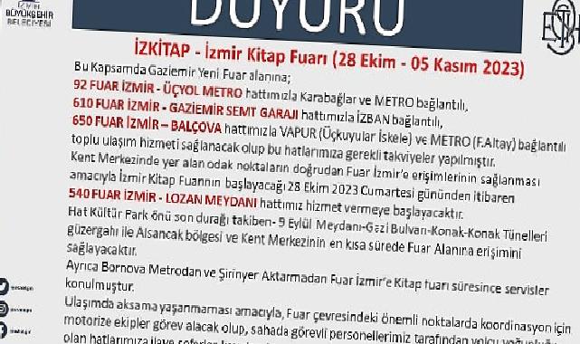 ESHOT’tan İZKİTAP Fuarı için ulaşım takviyesi