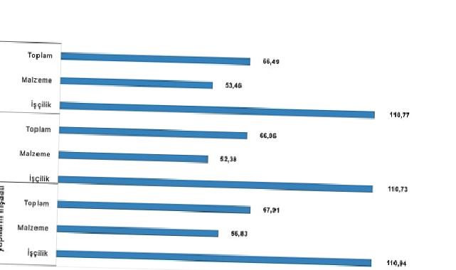 İnşaat maliyet endeksi yıllık yüzde 66,49 arttı, aylık yüzde 1,52 arttı