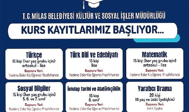 Milas Belediyesi’nin eğitime destek kurslarına başvurular başladı