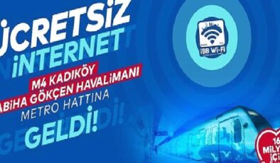 İBB’ye ait M4 Kadıköy-Sabiha Gökçen Havalimanı Metro Hattı’nda ücretsiz sınırsız internet İBB Wi-Fi hizmeti başladı